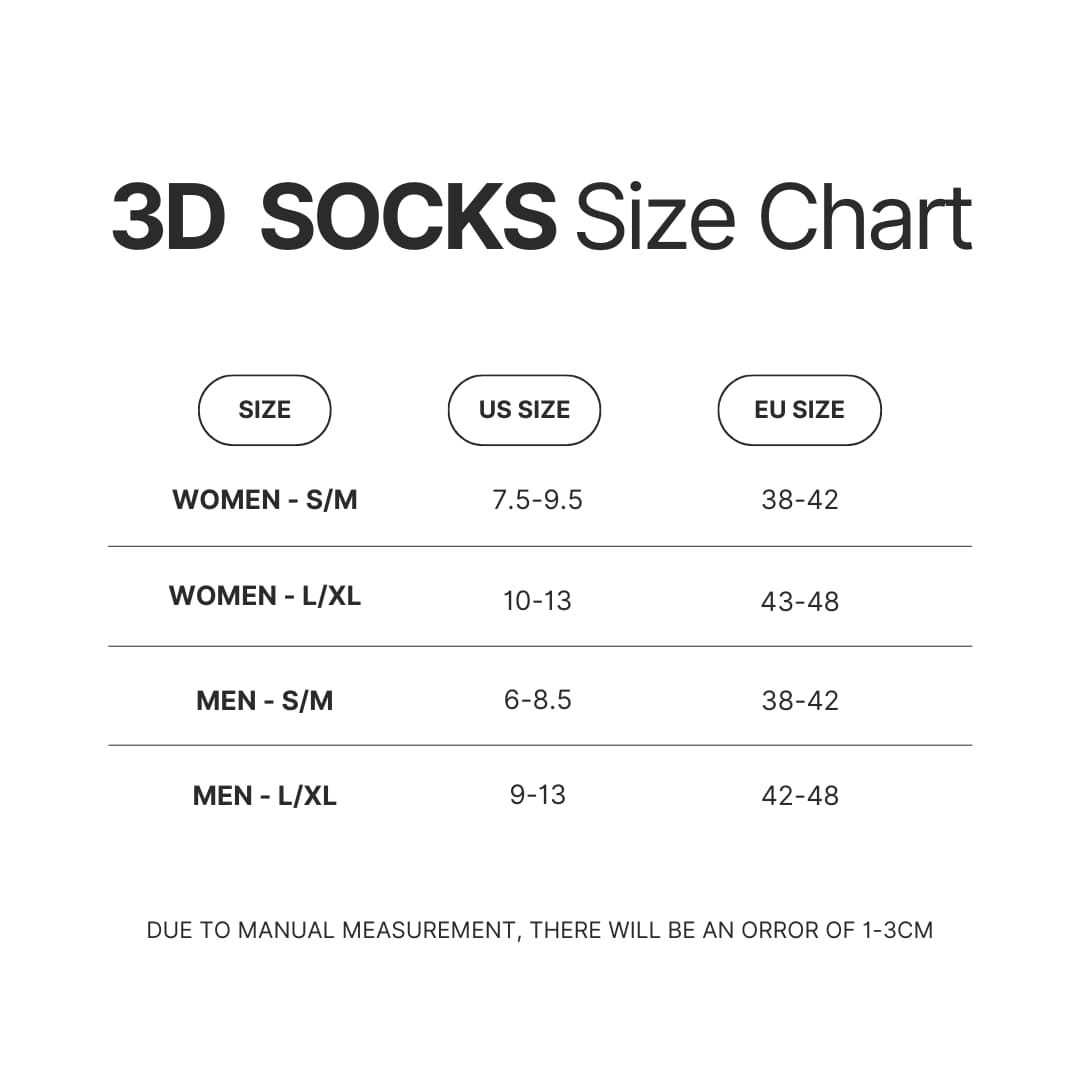 3D Socks Size Chart - Boku no Pico Store